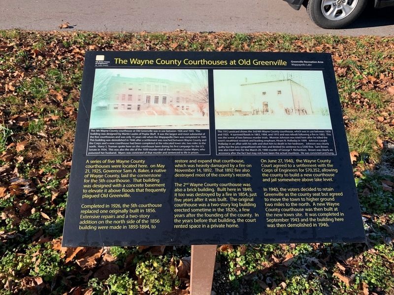 The Wayne County Courthouse At Old Greenville Marker image. Click for full size.