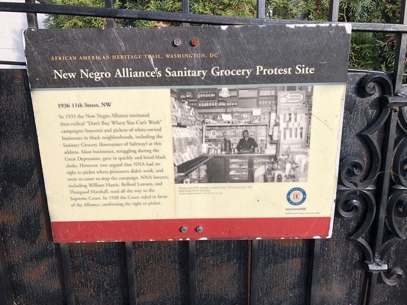New Negro Alliance's Sanitary Grocery Protest Site Marker image. Click for full size.