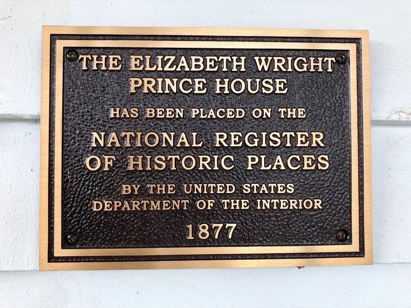 Elizabeth Wright Prince House National Register plaque image. Click for full size.