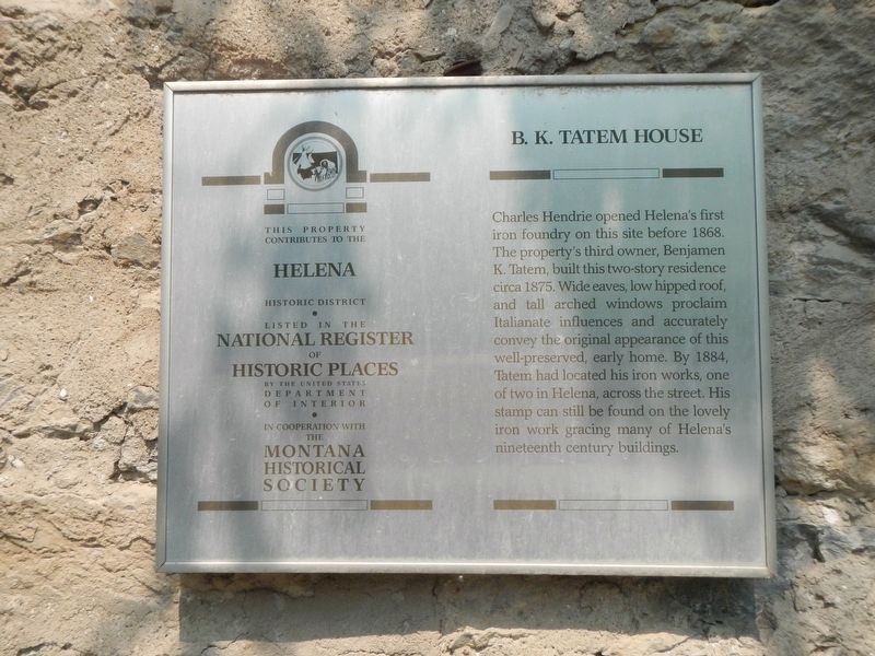 B.K. Tatem House Marker image. Click for full size.