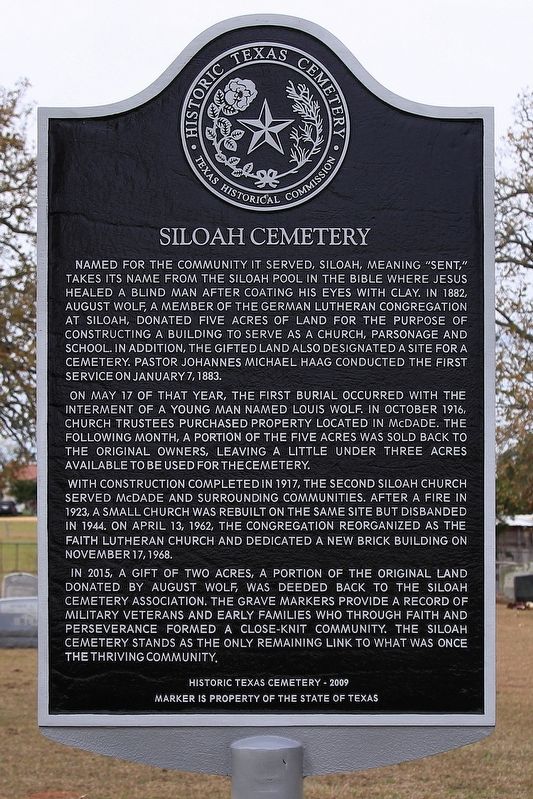 Siloah Cemetery Marker image. Click for full size.