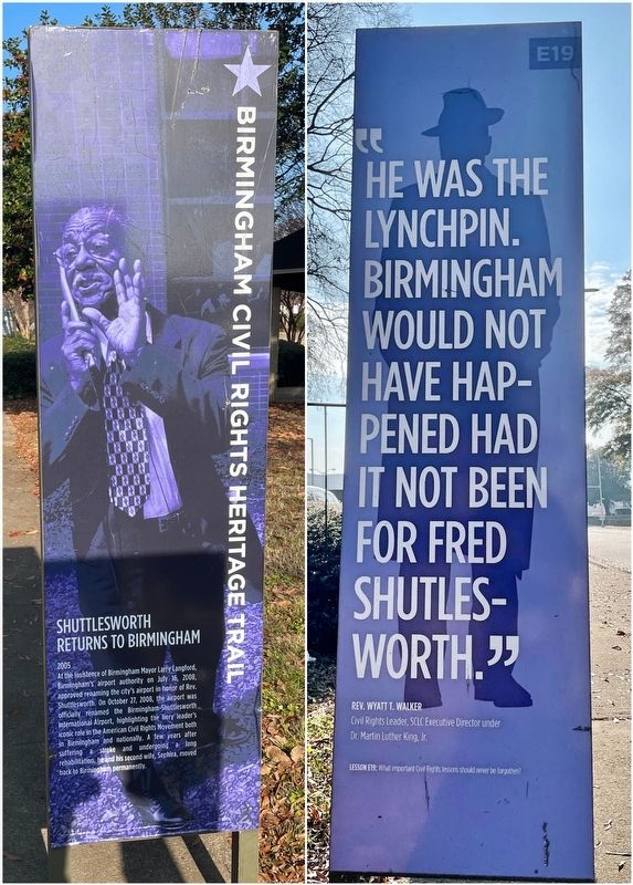 Shuttlesworth Returns to Birmingham Paired Marker image. Click for full size.