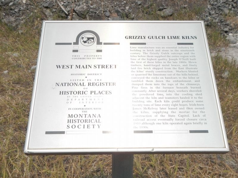 Grizzly Gulch Lime Kilns Marker image. Click for full size.