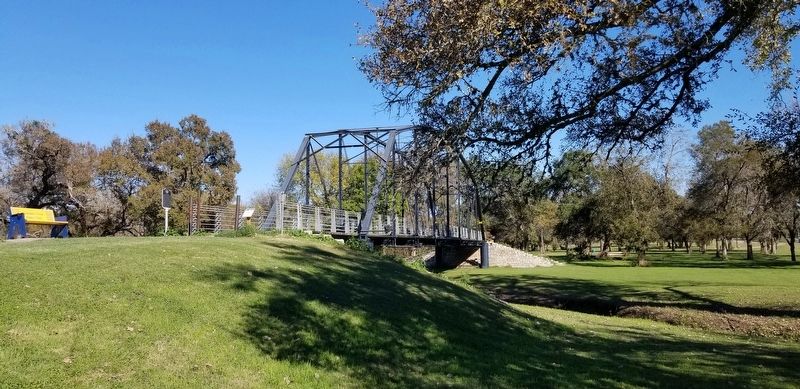 A view of the Oak Forest Bridge and Marker from the park image. Click for full size.