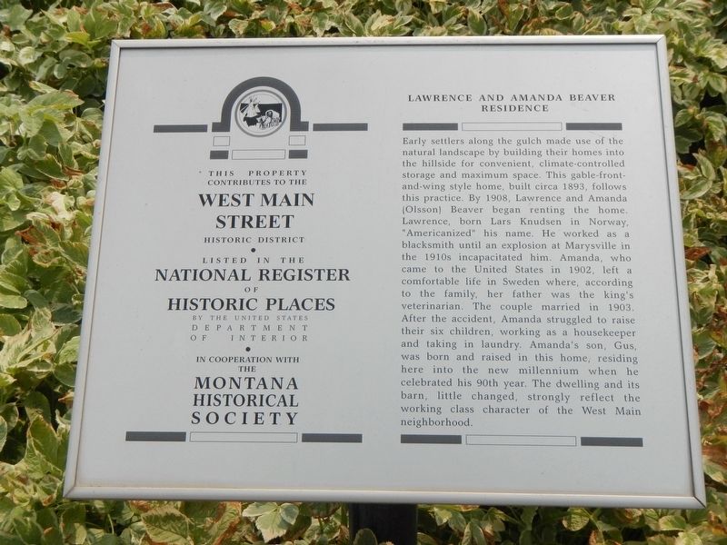 Lawrence and Amanda Beaver Residence Marker image. Click for full size.