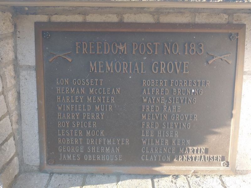 Freedom Post No. 183 Memorial Grove Marker image. Click for full size.