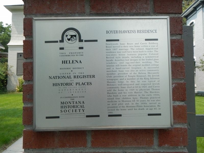 Boyer/Hawkins Residence Marker image. Click for full size.
