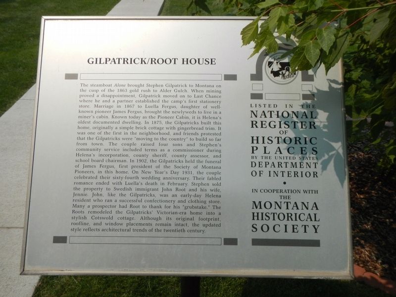 Gilpatrick/Root House Marker image. Click for full size.