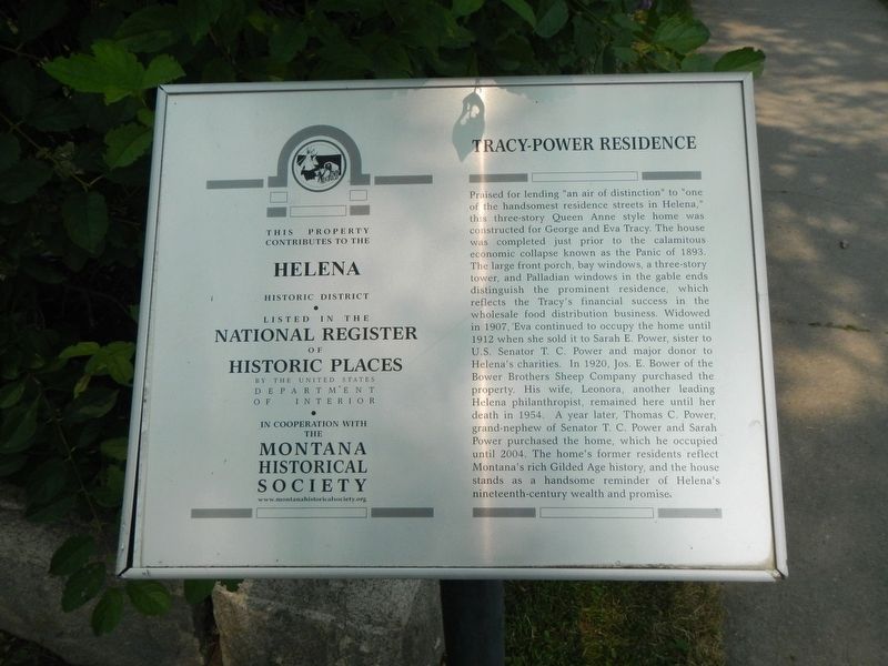 Tracy-Power Residence Marker image. Click for full size.