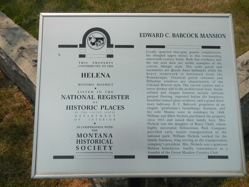 Edward C. Babcock Mansion Marker image. Click for full size.