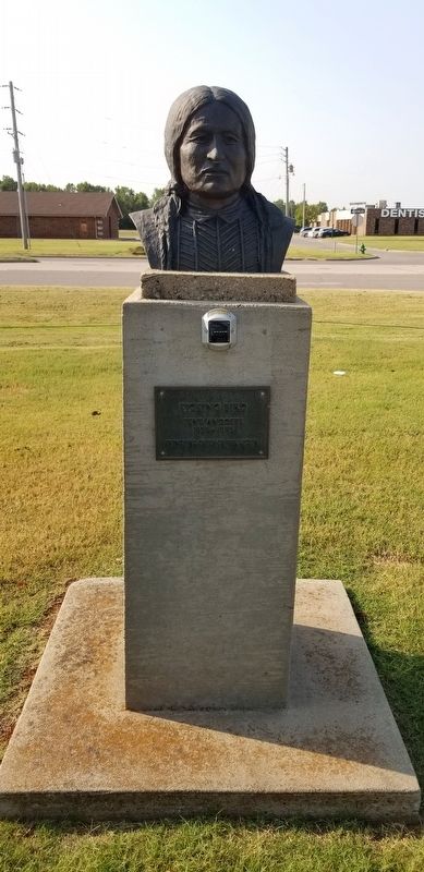 The Kicking Bird statue and Marker. Click for full size. The Kicking Bird statue and Marker image. Click for full size.