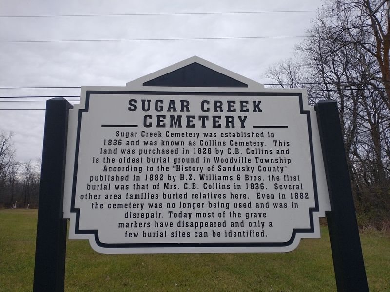Sugar Creek Cemetery Marker. Click for full size. Sugar Creek Cemetery Marker image. Click for full size.