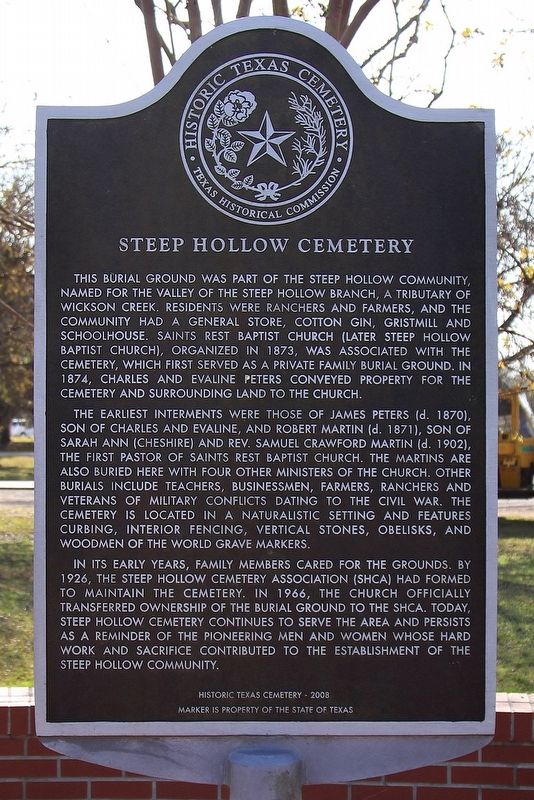 Steep Hollow Cemetery Marker image. Click for full size.