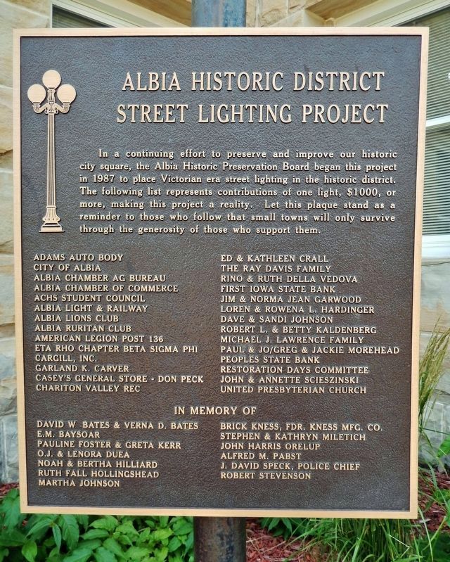 Albia Historic District Street Lighting Project Marker image. Click for full size.