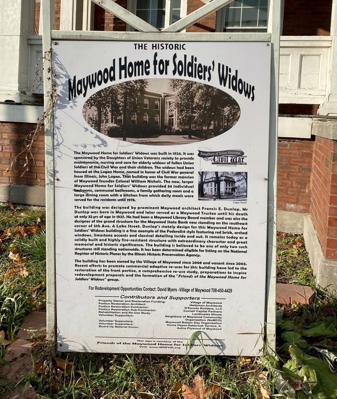 The Historic Maywood Home for Soldiers' Widows Marker image. Click for full size.