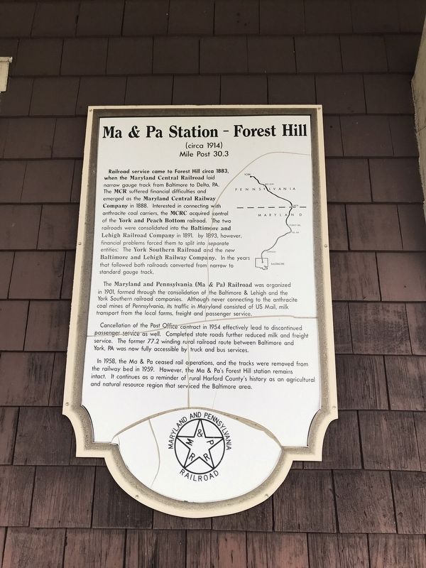 Ma & Pa Station - Forest Hill Marker image. Click for full size.