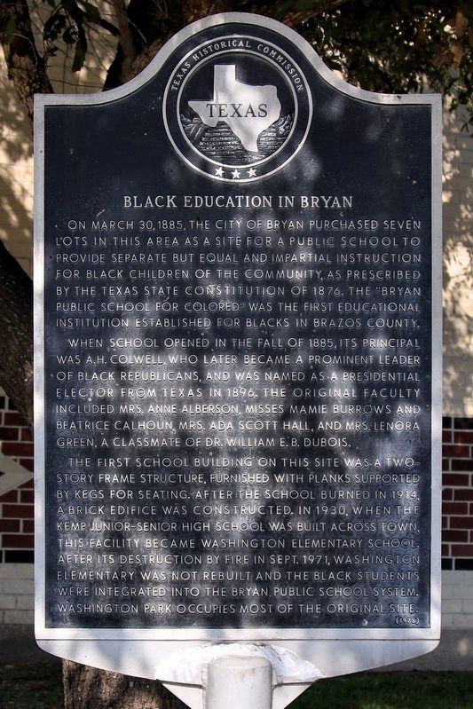 Black Education in Bryan Marker image. Click for full size.