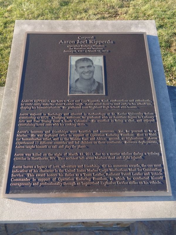Corporal Aaron Joel Ripperda Marker image. Click for full size.
