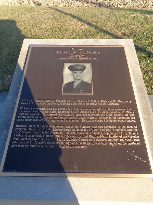 Corporal Richard A. Hoffmann Marker image. Click for full size.