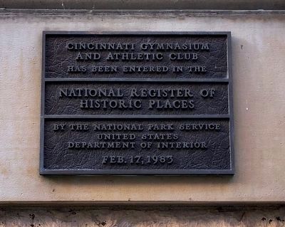Cincinnati Gymnasium and Athletic Club National Register Marker image. Click for full size.
