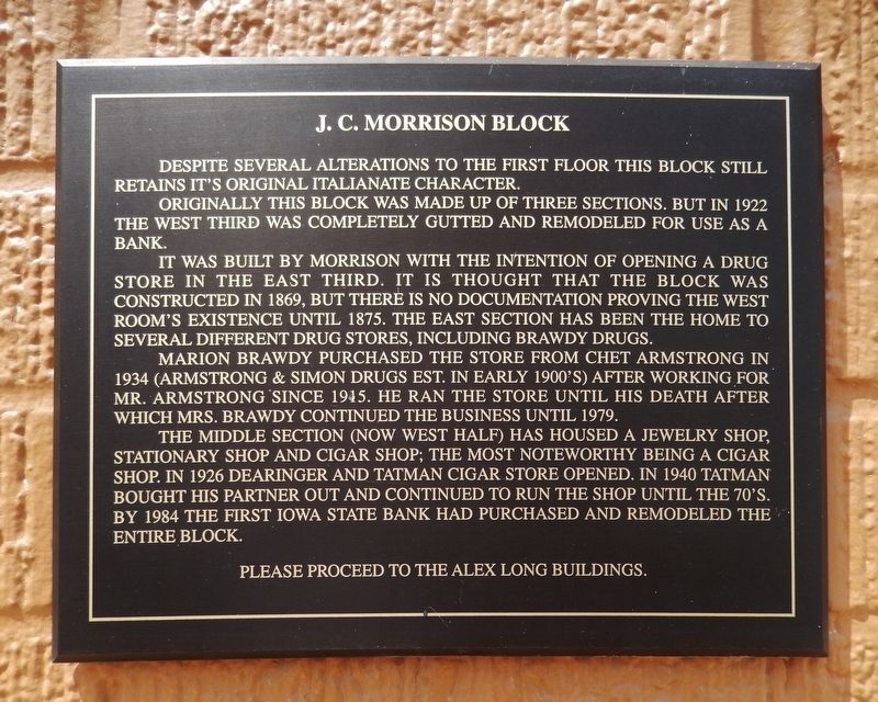 J. C. Morrison Block Marker image. Click for full size.