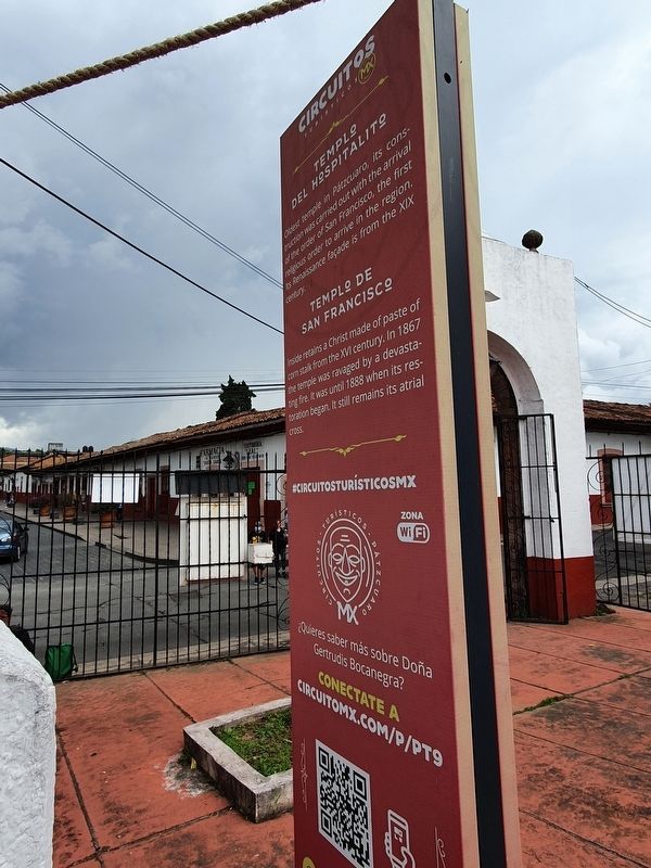 Templo del Hospitalito / Templo de San Francisco Marker English text. Click for full size. Templo del Hospitalito / Templo de San Francisco Marker English text image. Click for full size.