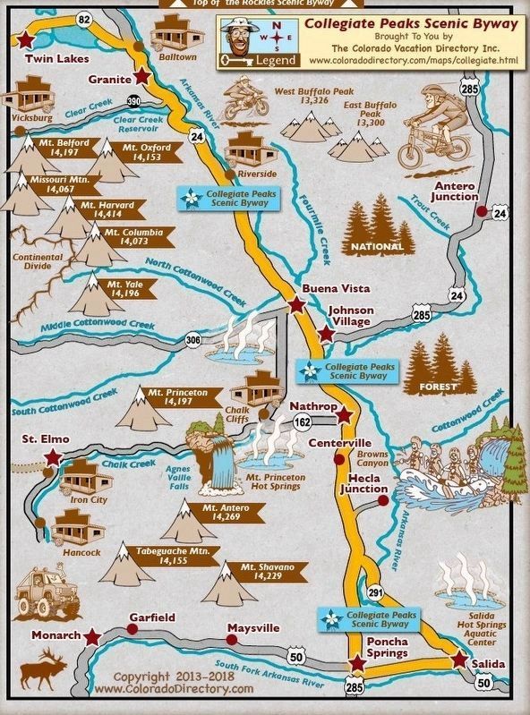 Colorado's Collegiate Peaks Scenic Byway. Click for full size. Colorado's Collegiate Peaks Scenic Byway image. Click for full size.