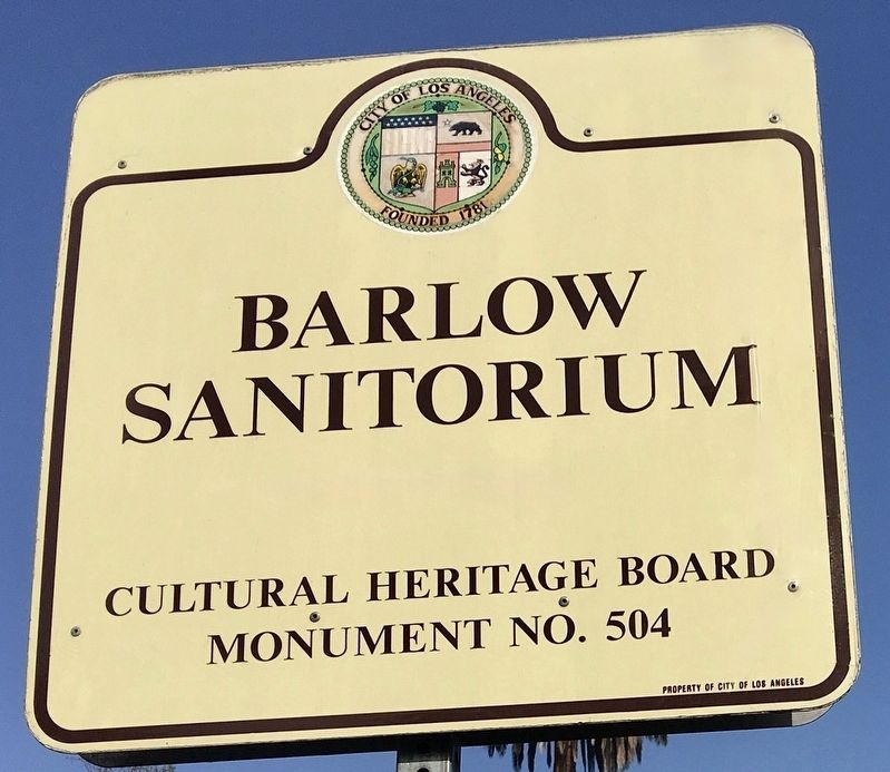 Barlow Sanitorium Marker. Click for full size. Barlow Sanitorium Marker image. Click for full size.