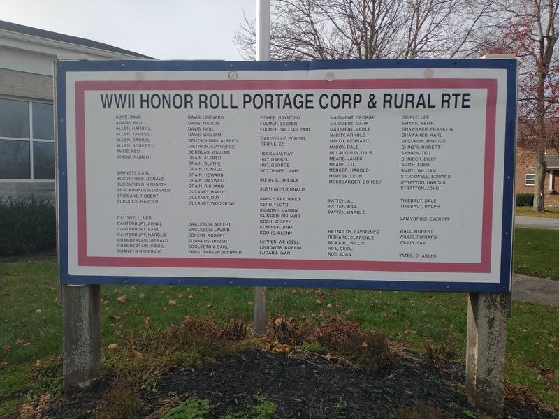 WWII Honor Roll Portage Corp & Rural Rte Marker image. Click for full size.