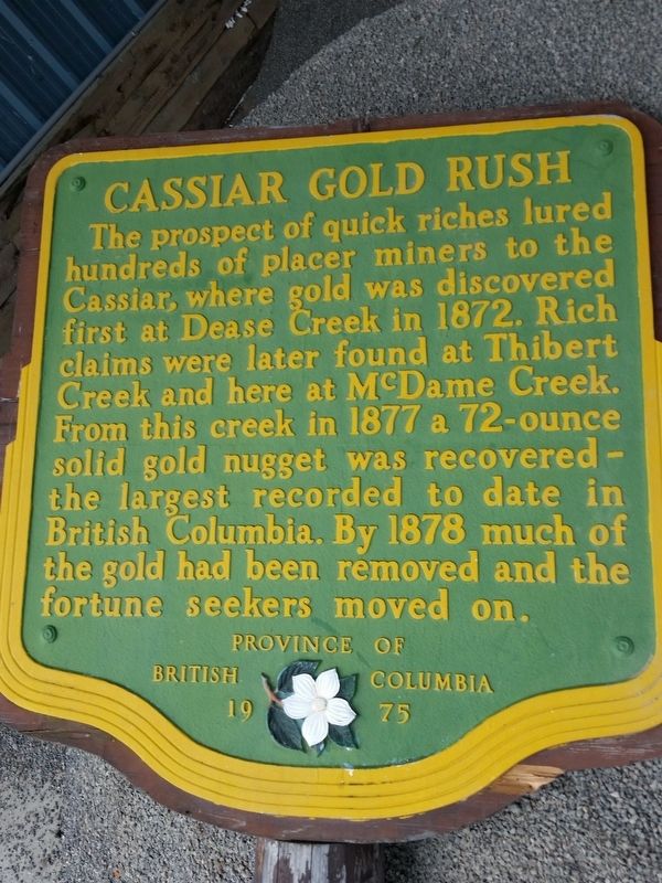 Cassiar Gold Rush Marker image. Click for full size.