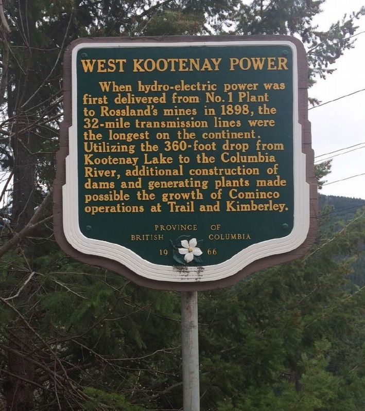 West Kootenay Power Marker image. Click for full size.