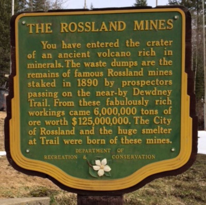 The Rossland Mines Marker image. Click for full size.