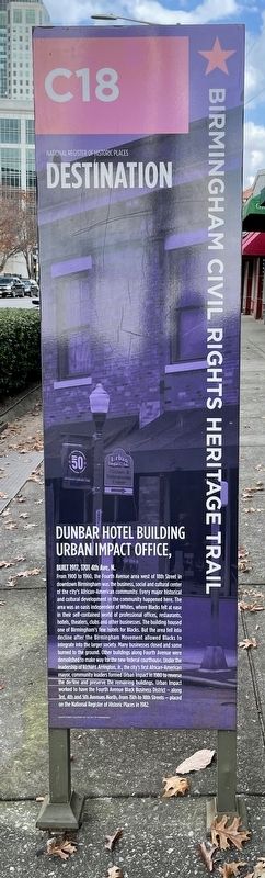 Dunbar Hotel Building Urban Impact Office, Marker image. Click for full size.