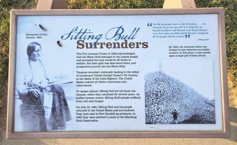 Sitting Bull Surrenders Marker image. Click for full size.