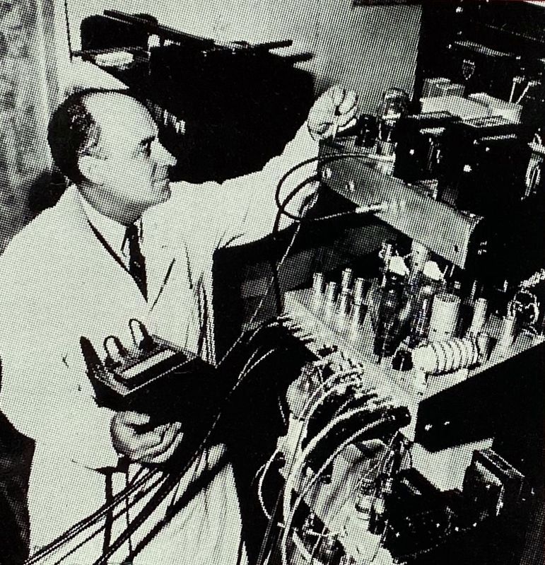 Marker inset: <i>Fermi at work in the lab</i> image. Click for full size.