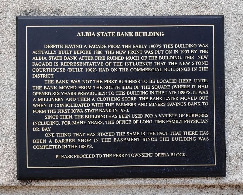 Albia State Bank Building Marker image. Click for full size.