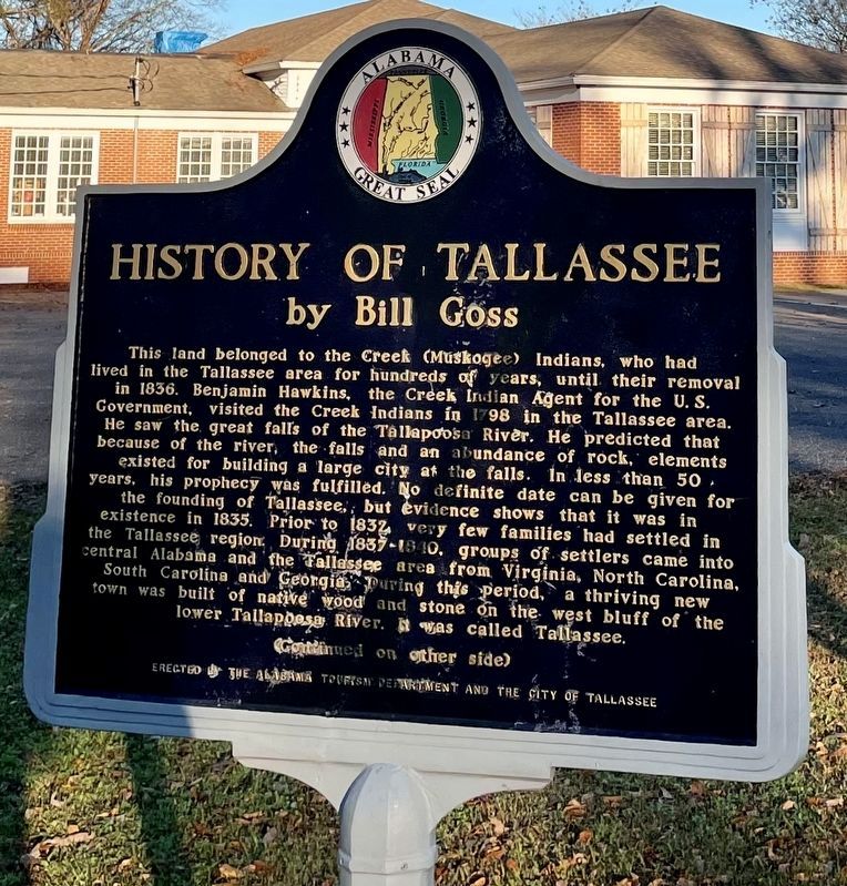 History of Tallassee Marker (after repair) image. Click for full size.