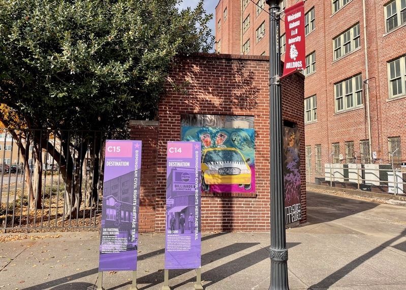 Taxi Stand building is behind marker.. Click for full size. Taxi Stand building is behind marker. image. Click for full size.