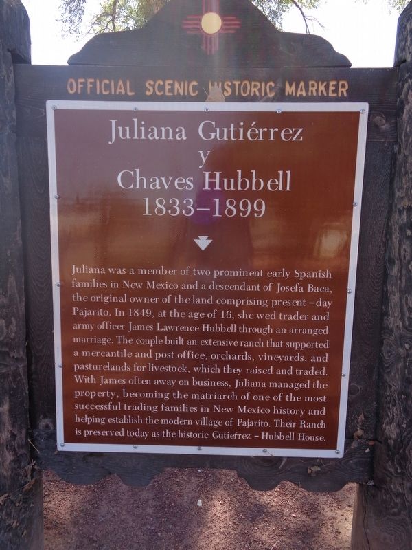 Juliana Gutierrez y Chaves Hubbell / Gutierrez-Hubbell House Marker image. Click for full size.