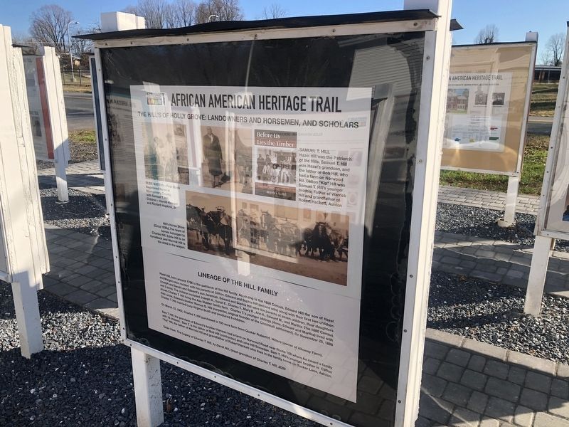 Woodlawn Manor Cultural Park / The Hill's of Holly Grove / Lineage of the Hill Family Marker. Click for full size. Woodlawn Manor Cultural Park / The Hill's of Holly Grove / Lineage of the Hill Family Marker image. Click for full size.