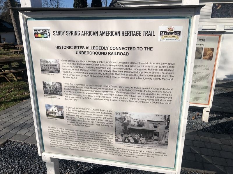 Historic Sites Allegedly Connected to the Underground Railroad side of the marker image. Click for full size.