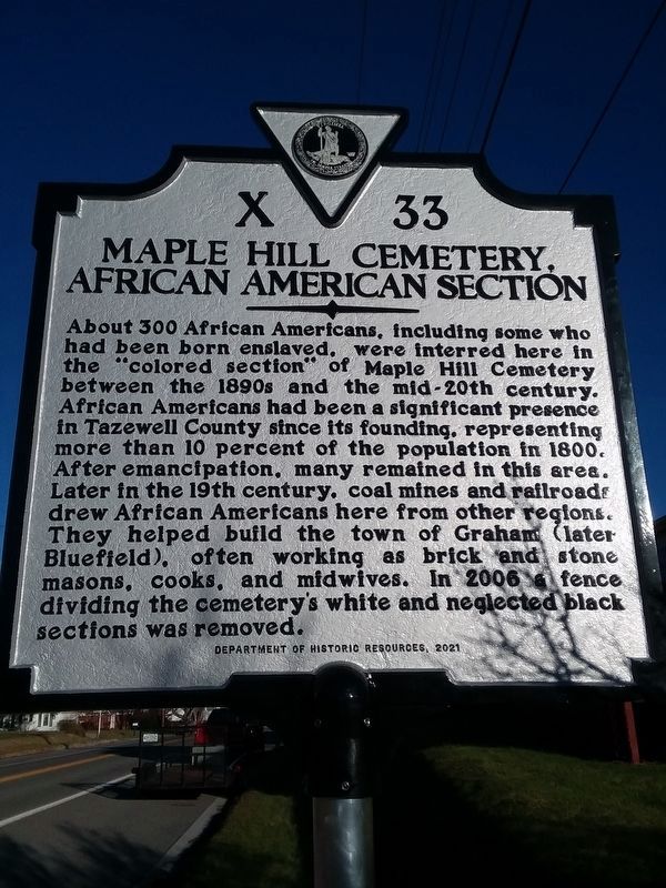 Maple Hill Cemetery, African American Section Marker image. Click for full size.