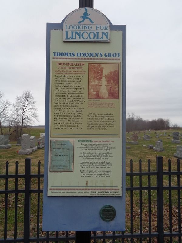 Thomas Lincoln's Grave Marker image. Click for full size.