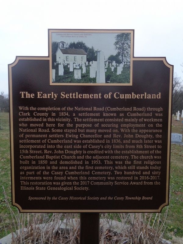The Early Settlement of Cumberland Marker image. Click for full size.