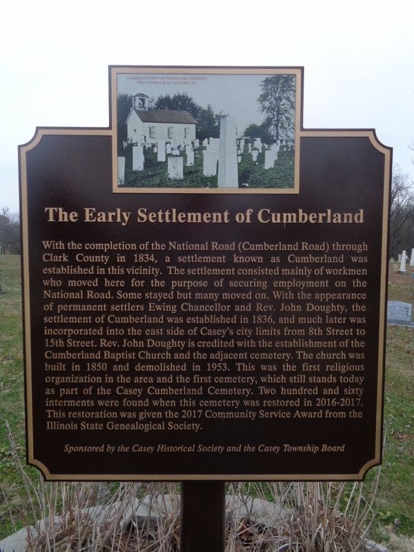The Early Settlement of Cumberland Marker image. Click for full size.