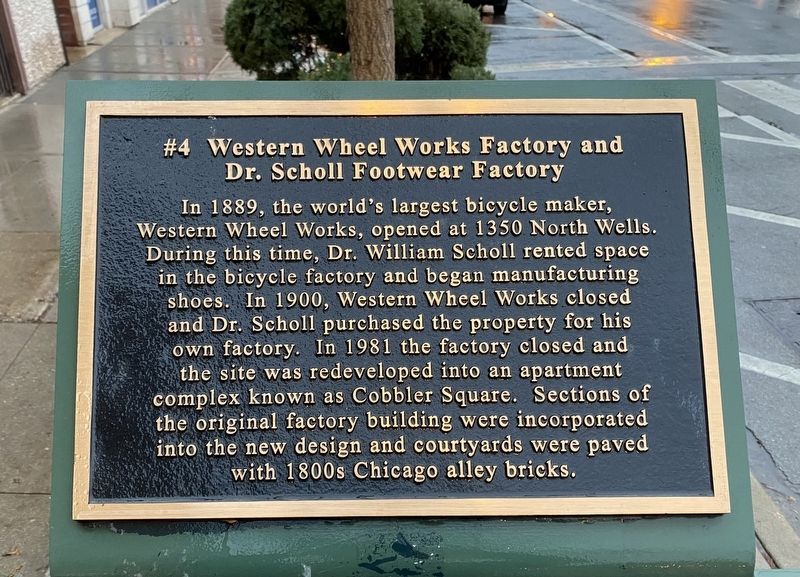 Western Wheel Works Factory and Dr. Scholl Footwear Factory Marker image. Click for full size.