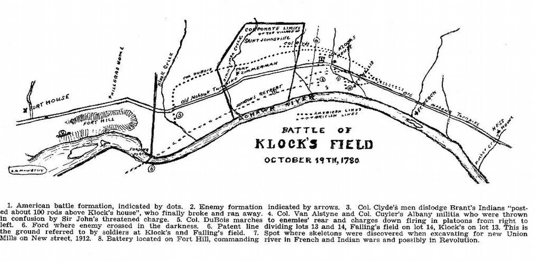 The Battle of Klock's Field, October 19, 1780 <br> image. Click for more information.