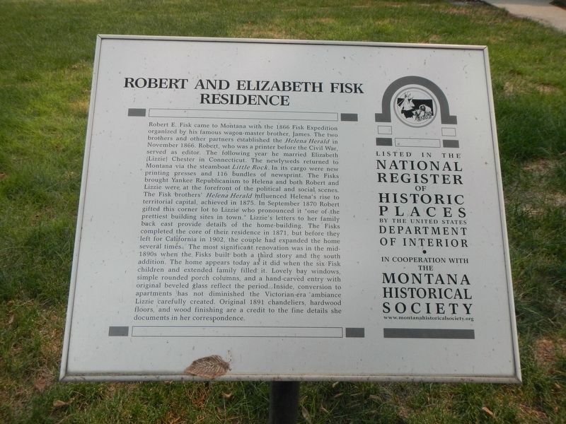 Robert and Elizabeth Fisk Residence Marker image. Click for full size.
