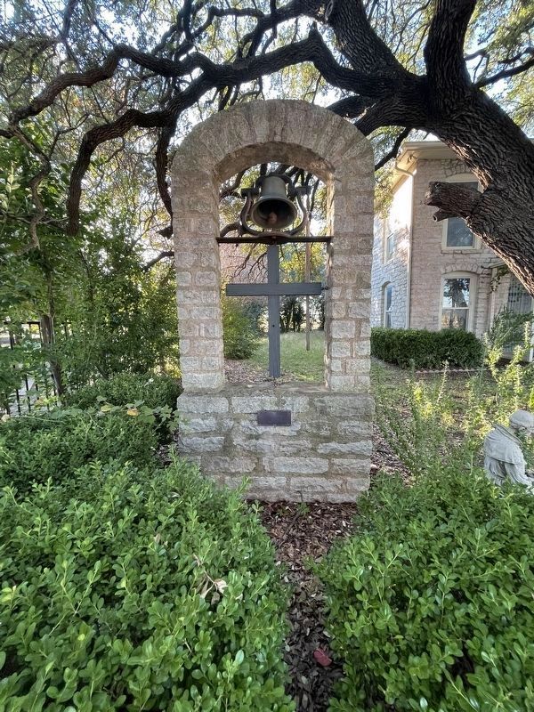 A cross and bell at the former Acton Masonic Lodge Hall image. Click for full size.