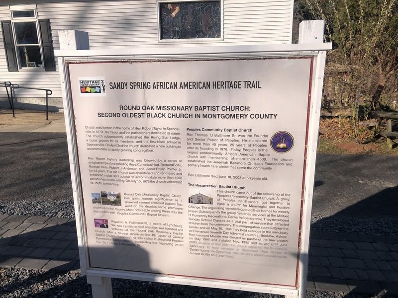 Round Oak Missionary Baptist Church side of the marker. Click for full size. Round Oak Missionary Baptist Church side of the marker image. Click for full size.